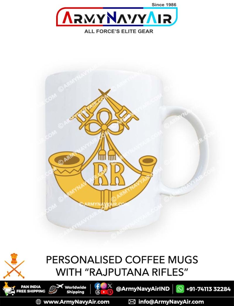 Buy Personalised Coffee Mugs With Rajputana Rifles Logo :ArmyNavyAir.com