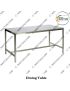 Indian Armed Forces-Police-Security Mess Dining Table S/S (Stainless Steel) Top Matt Or Glossy Sheet With MS Pipe Frame Structure 8' x4' Including Top Sheet Bending 