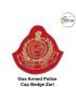 GAP Police Cap Badge Zari ( State Police) Goa Armed Police Cap Badge Golden Zari Thread Work Embroidery ( Machine-Handcrafted)