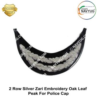 2 Row Silver Zari Embroidery Oak Leaf