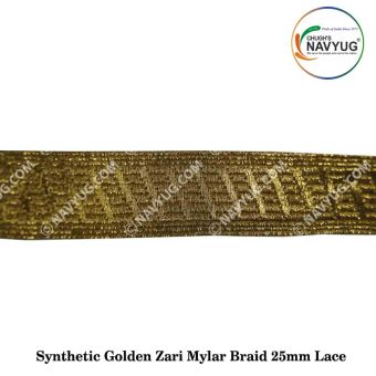 Synthetic Golden Zari Mylar Braid 25mm Lace | Chughs Navyug