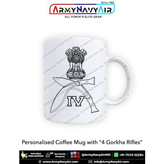 Personalised Coffee Mugs With 4 Gorkha Rifles : ArmyNavyAir.com