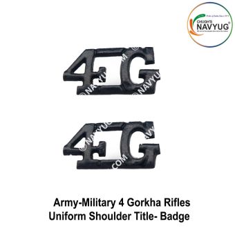Army-Military 4 Gorkha Rifles Uniform Shoulder Title-Badge (Indian Army Infantry Regiments) (4 Gorkha Rifles Shoulder Badge Metal Black)