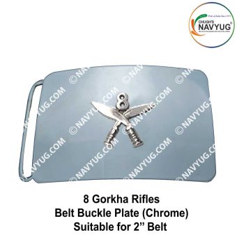 Army-Military 8 Gorkha Rifles Uniform Belt Buckle (Indian Army Infantry Regiments) 8 Gorkha Rifles Buckle Chrome (Suitable For 2" Belt of Leather- Nylon-Cotton )