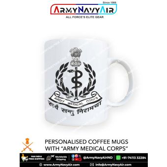 Personalised Coffee Mugs With AMC Army Medical Corps Logo