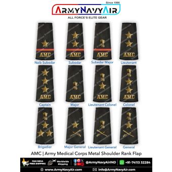 Indian Army AMC Metal Rank Epaulettes : ArmyNavyAir.com