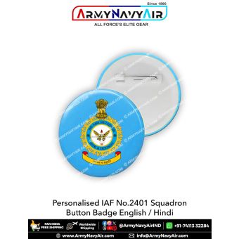 Personalised IAF No 2401 Squadron Button Badge : ArmyNavyAir.com