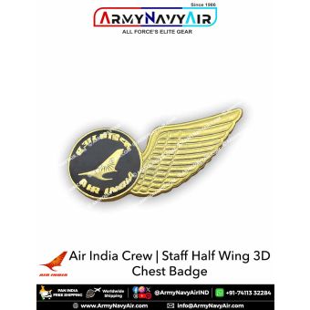 Air India Crew | Staff Half Wing (3D) Chest Badge : ArmyNavyAir.com