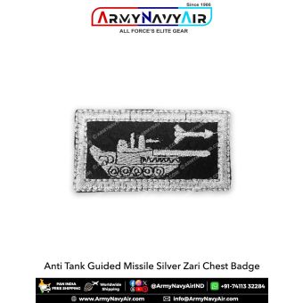 ATGM - Anti Tank Guided Missile Silver Zari Chest Badge