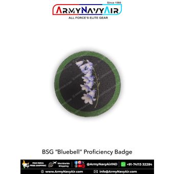 BSG Bluebell Proficiency Badge digital printed patch with green merrow border for Bharat Scouts and Guides uniform