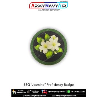 BSG Jasmine Proficiency Badge digital printed patch with green merrow border for Bharat Scouts and Guides uniform