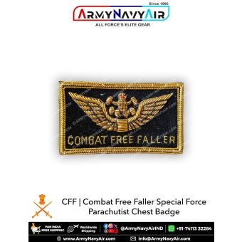 CFF | "COMBAT FREE FALLER" Special Force Parachutist (HAHO-HALO Jump) Chest Badge Zari Embroidery : ArmyNavyAir.com