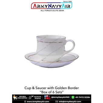 Military Cup & Saucer Golden Border (Set of 6 Piece) : ArmyNavyAir.Com