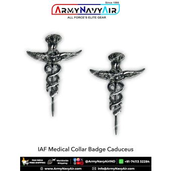 IAF Indian Air Force Medical Collar Badge Caduceus : ArmyNavyAir.com