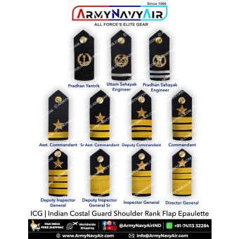 ICG Indian Coast Guard Shoulder Rank Epaulette Hard Backing : ArmyNavyAir.com