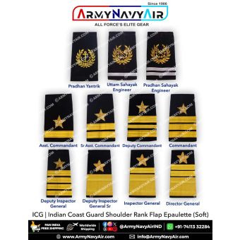 ICG Indian Coast Guard Shoulder Rank Epaulette Soft : ArmyNavyAir.com