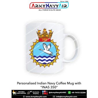 Indian Navy INAS 350 Mug featuring the Indian Naval Air Squadron emblem