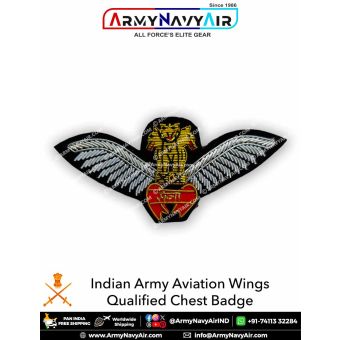 Indian Army Aviation Wings Qualified Chest Badge : ArmyNavyAir.com
