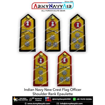 Indian Navy New Crest Flag Officers Shoulder Rank Epaulette Zari : ArmyNavyAir.com