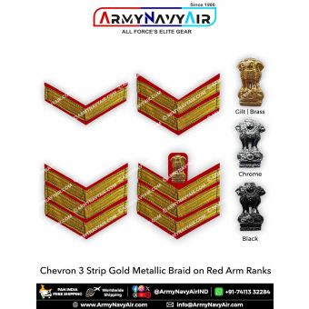 Chevron Red Arm Ranks Zari Braid : ArmyNavyAir.com
