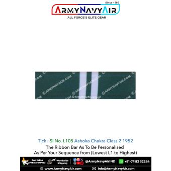 (L105) Ashoka Chakra Class 2 -1952 Ribbon Bar : ArmyNavyAir.com