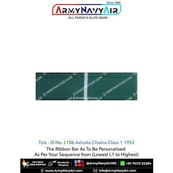 (L106) Ashoka Chakra Class 1-1952 Ribbon Bar : ArmyNavyAir.com