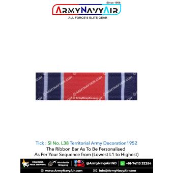 (L38) Territorial Army Decoration 1952 Ribbon Bar : ArmyNavyAir.com
