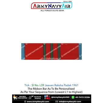 (L39) Jeevan Raksha Padak 1961 Ribbon Bar : ArmyNavyAir.com