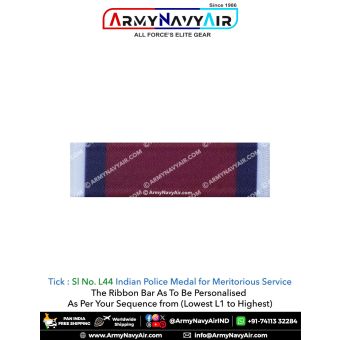 (L44) Indian Police Medal For Meritorious Service Ribbon Bar : ArmyNavyAir.com