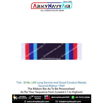 (L45) Long Service & Good Conduct Second Ribbon 1969 Ribbon Bar : ArmyNavyAir.com