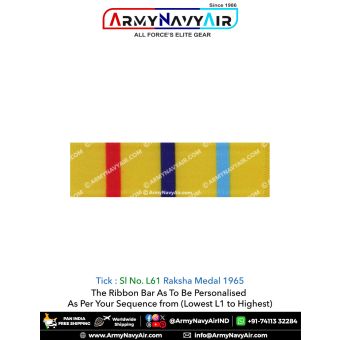 (L61) Raksha Medal 1965 Ribbon Bar : ArmyNavyAir.com