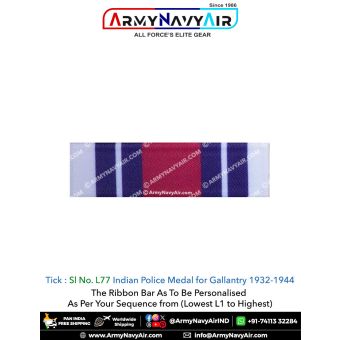(L77) indian Police Medal For Gallantry 1932-1944 Ribbon Bar : ArmyNavyAir.com