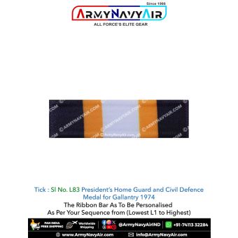(L83) President's Home Guard & Civil Defence Gallantry 1974 Ribbon Bar : ArmyNavyAir.com