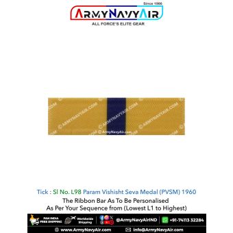 (L98) Param Vishisht Seva Medal (PVSM) 1960 Ribbon Bar : ArmyNavyAir.com