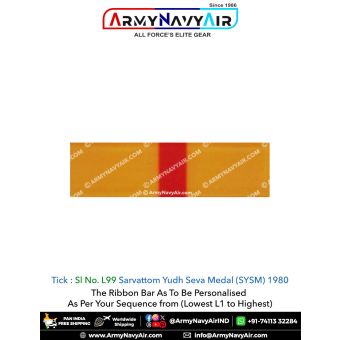 (L99) Sarvattom Yudh Seva Medal (SYSM) 1980 Ribbon Bar : ArmyNavyAir.com