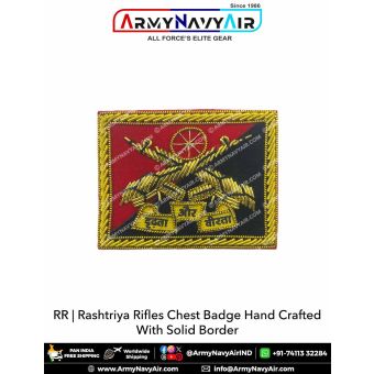 RR | Rashtriya Rifles Chest Badge Hand Crafted with Solid Border : ArmyNavyAir.com