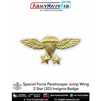 Special Force Parachutist Paratrooper Jump Wings Badge (3D) 2 Star Insignia Badge : ArmyNavyAir.com