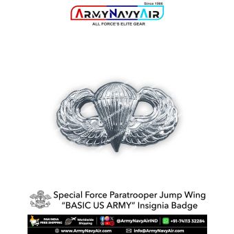 Special Force Parachutist Paratrooper Jump Wings "BASIC US ARMY" Insignia Badge (Chrome) : ArmyNavyAir.com
