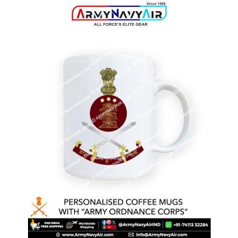 Personalised Coffee Mugs With AOC Army Ordnance Corps Logo