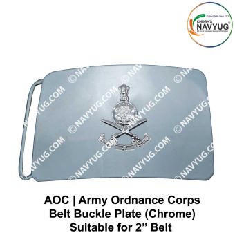 Army-Military AOC Uniform Belt Buckle (Chrome Badge Buckle) (Indian Army Service Regiments) Indian Army Ordnance Corps (Suitable For 2" Belt of Leather- Nylon-Cotton )