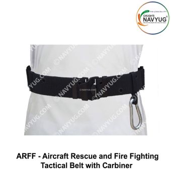 ARFF | Aircraft Rescue & Fire Fighting | Uniform Nylon-Synthetic Tactical Web-Webbing Belt Black 2" Wide With Eyelets & Heavy Male & Female Buckle & Runner Set With Carabiners