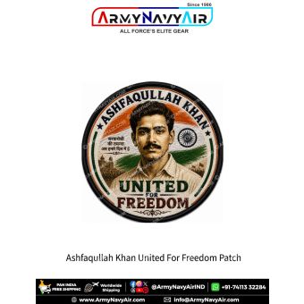 Ashfaqulla Khan United For Freedom Patch with Indian Tricolour Patriotic Freedom Fighter Design