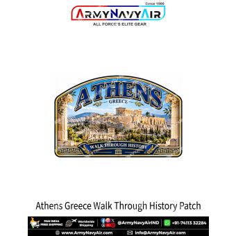 Athens Greece travel souvenir patch featuring the Acropolis and Parthenon with Walk Through History wording