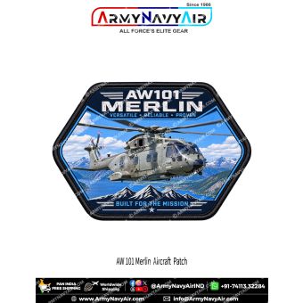 Leonardo AW101 Merlin Medium-Lift Transport Helicopter Patch for Aviation Enthusiasts and Collectors