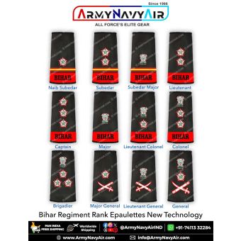 Indian Army Bihar Regiment Rank Epaulettes : ArmyNavyAir.com