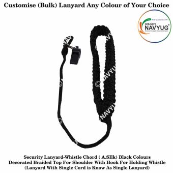 Security Uniform Lanyard- Whistle Cord Black Single
