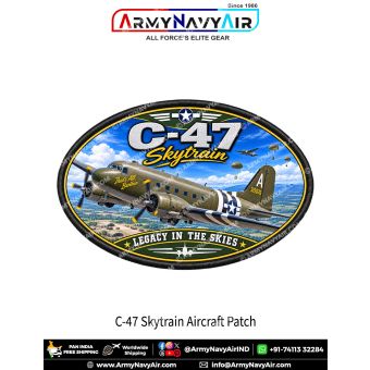 C-47 Skytrain Military Transport Aircraft Patch for Aviation Enthusiasts and Collectors