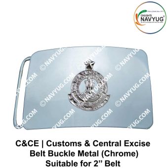 Customs & Central Excise (Govt of India) Belt Buckle Bilingual Metal (Chrome) - ArmyNavyAir.com