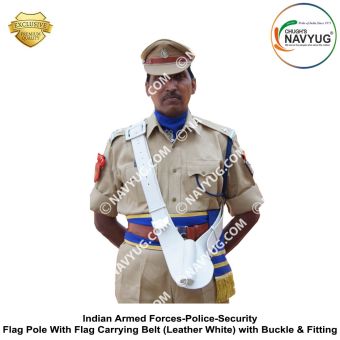 Flag Carrying Belt (Leather White) With Buckle & Fittings : ArmyNavyAir.com