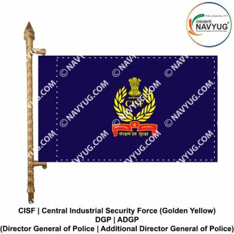 CISF | Central Industrial Security Force Car Rank Flags-Flag Lieutenant General-Blue Flag with White Logo and Text